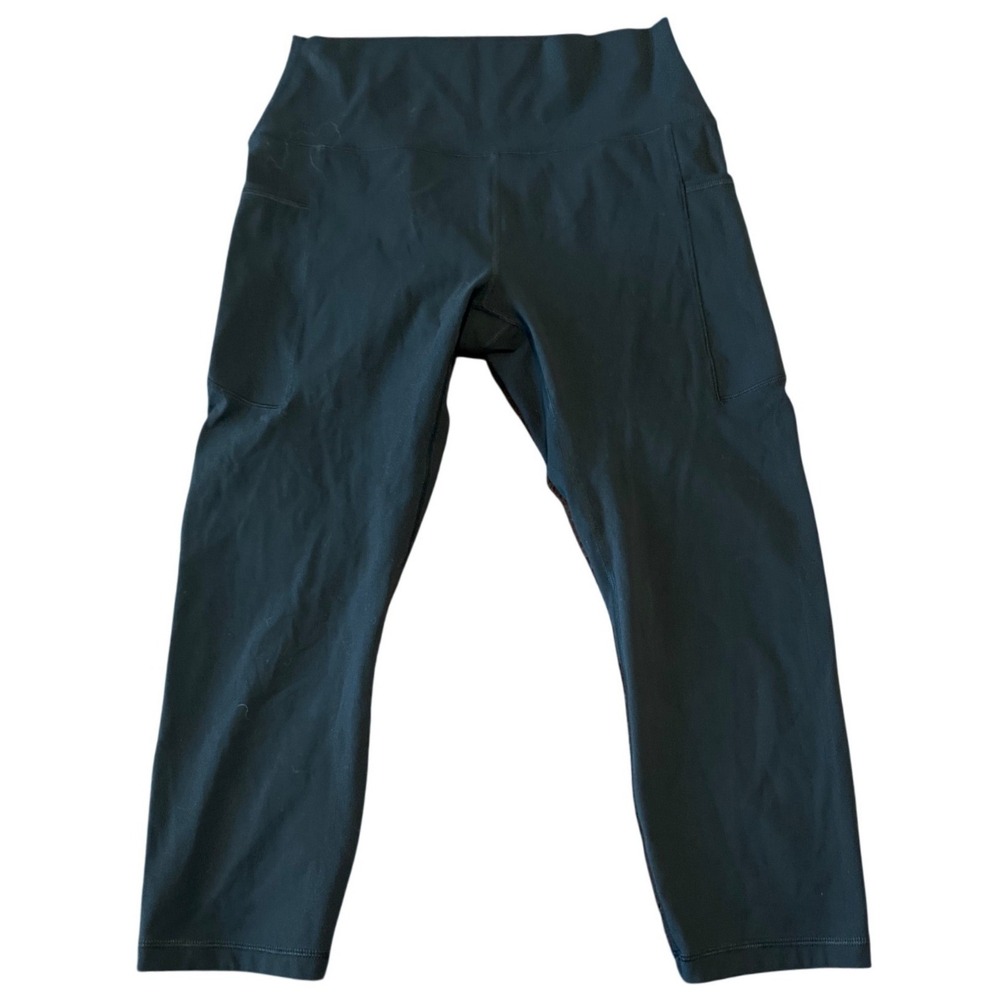 HEYNUTS Womens Black High Waisted‎ Cropped Leggings with Pockets Size XL